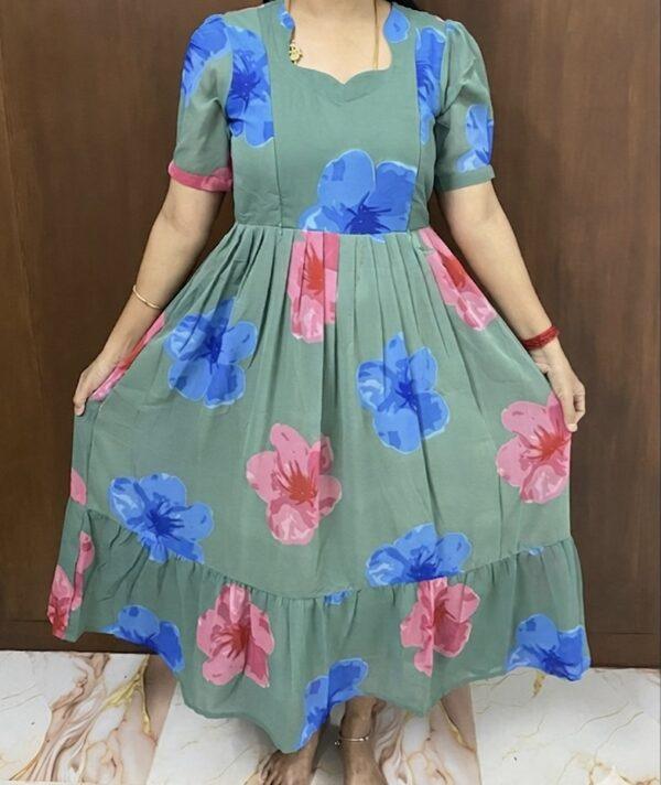 Green georgette Maternity Kurti