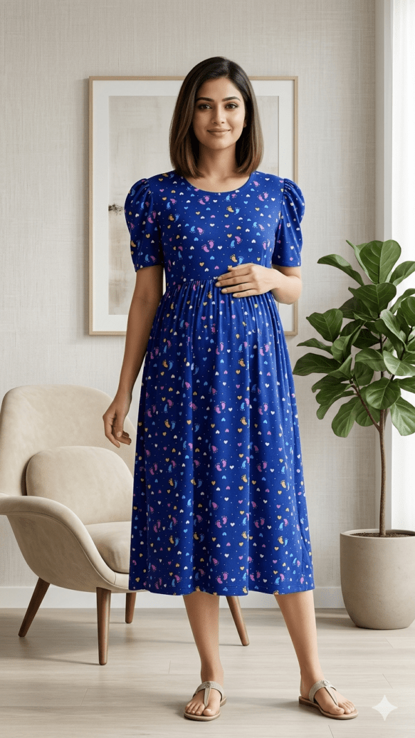 Dark blue with heart pattern calf length-47inches