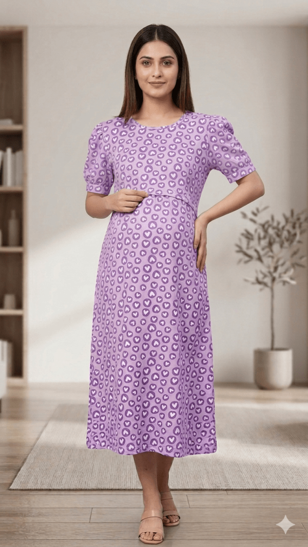 Lavendar with heart pattern calf length-47inches