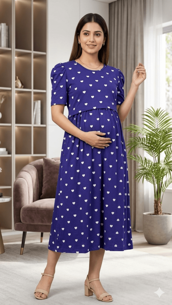 Dark blue with heart pattern calf length-47inches