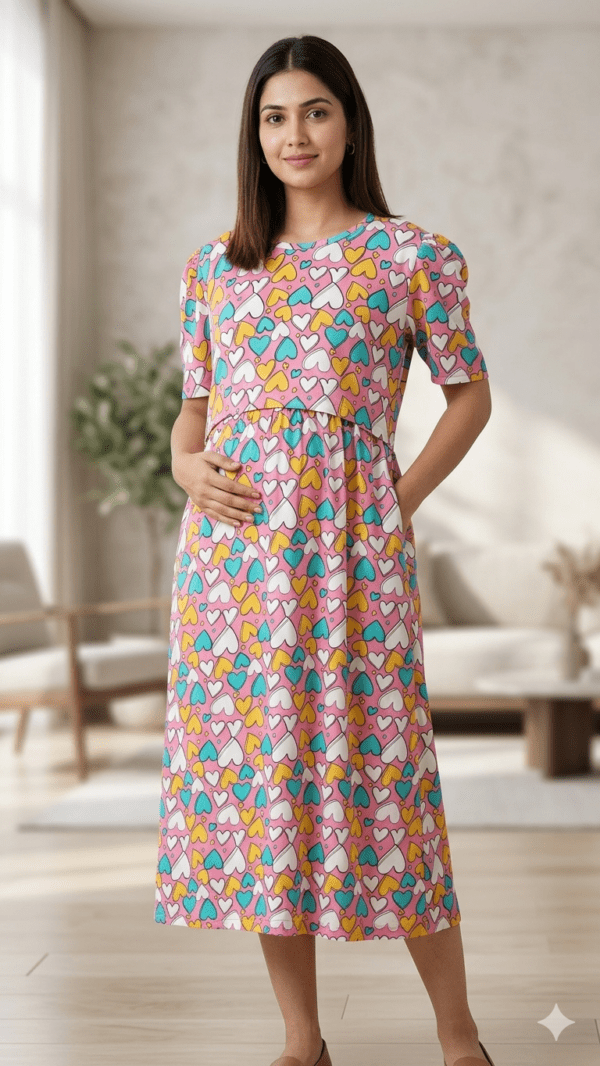 Pink with heart pattern calf length-47inches