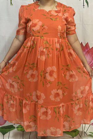 Orange georgette Maternity Kurti