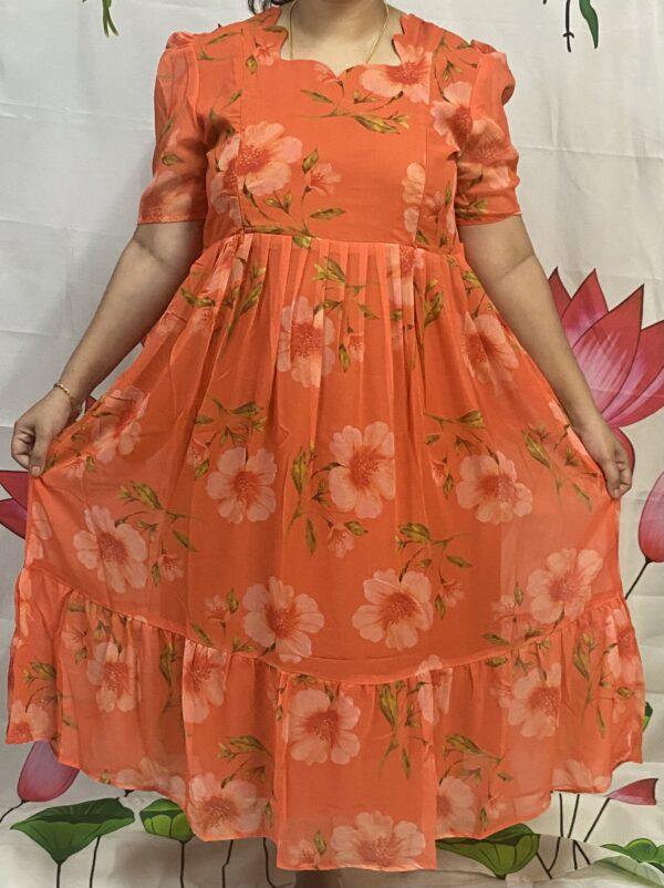 Orange georgette Maternity Kurti