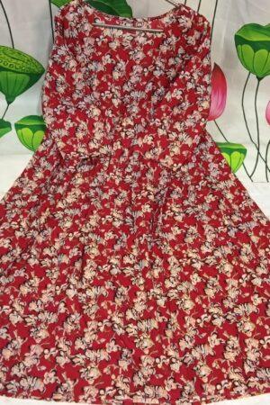 Red floral cotton feeding tops