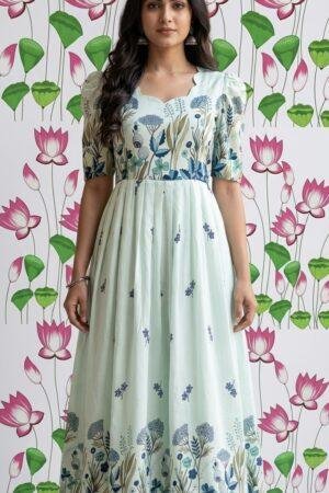 Blue floral feeding frock