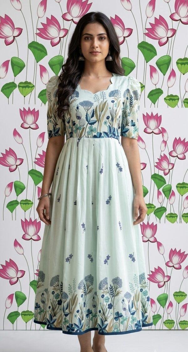 Blue floral feeding frock
