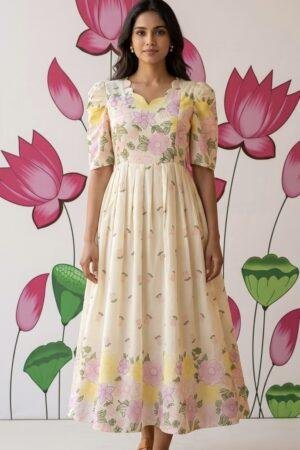 White floral feeding frock