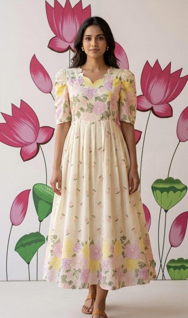 White floral feeding frock